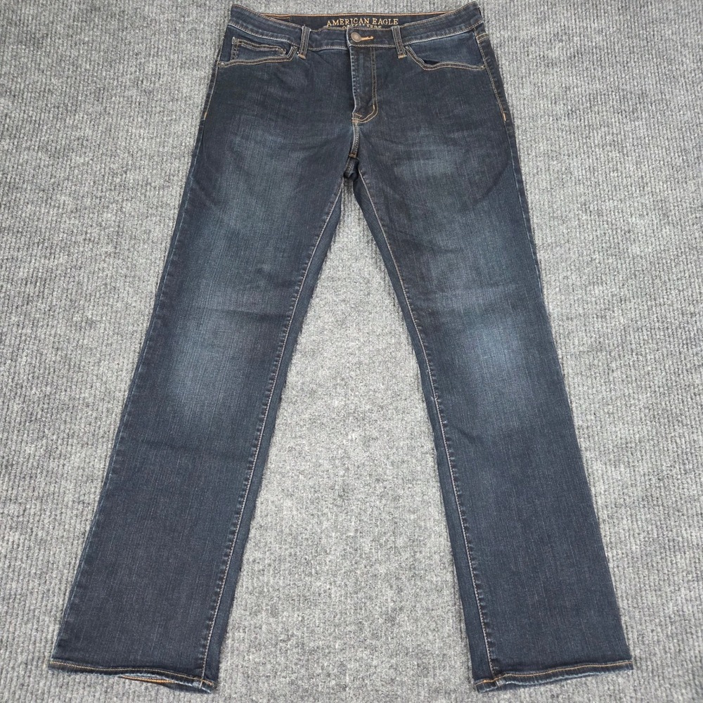 American Eagle Mens Original Straight‎ Extreme Flex Jeans Dark Wash 34x34 26556